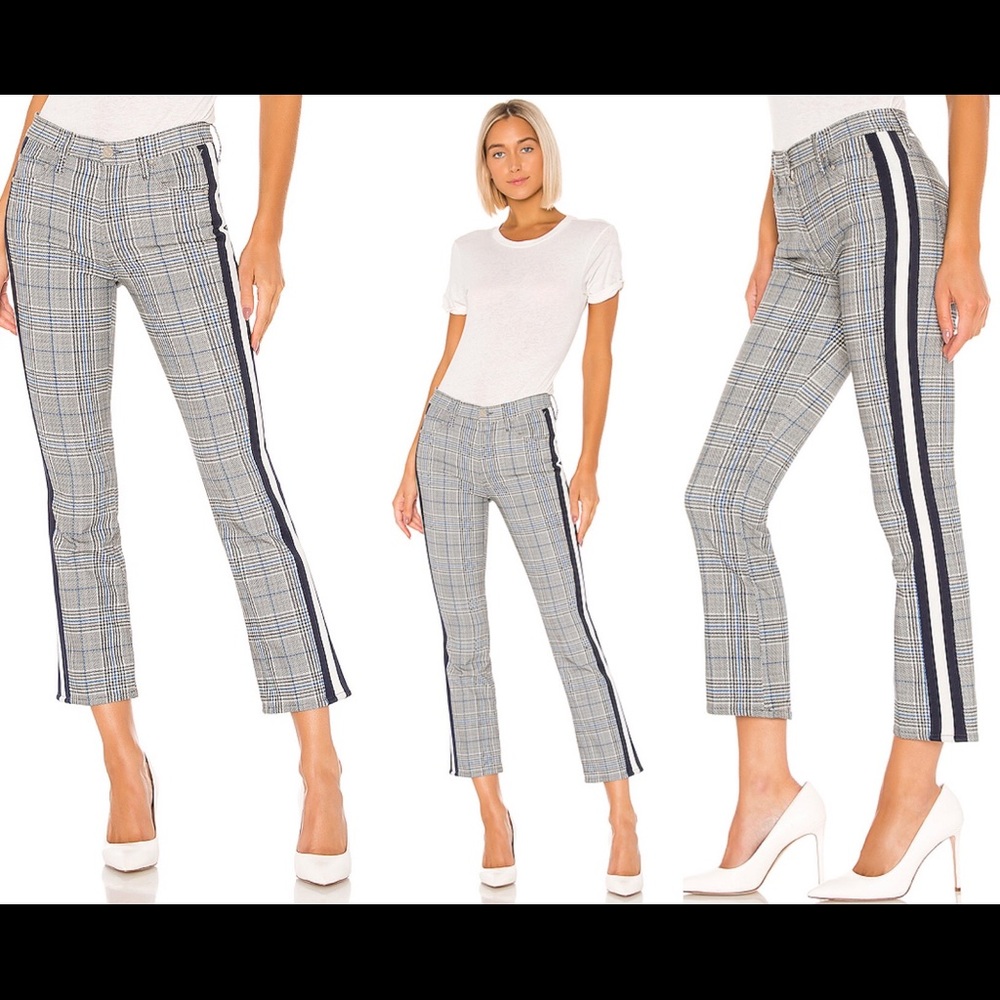 New Mother Insider Ankle Plaid Pants Stripe Jeans - Picture 1 of 10